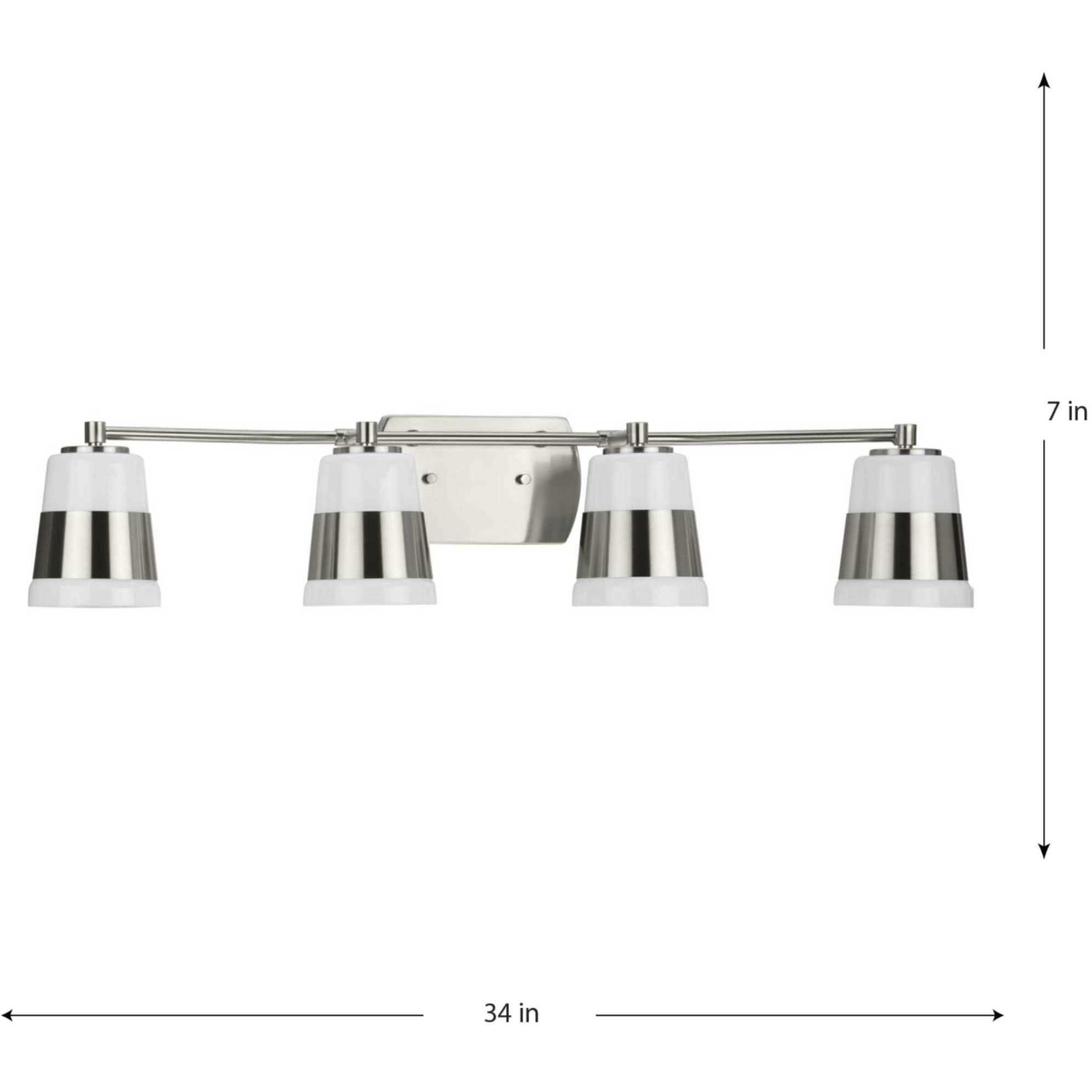 Haven 4 Light 34 inch Brushed Nickel Bath Light Wall Light