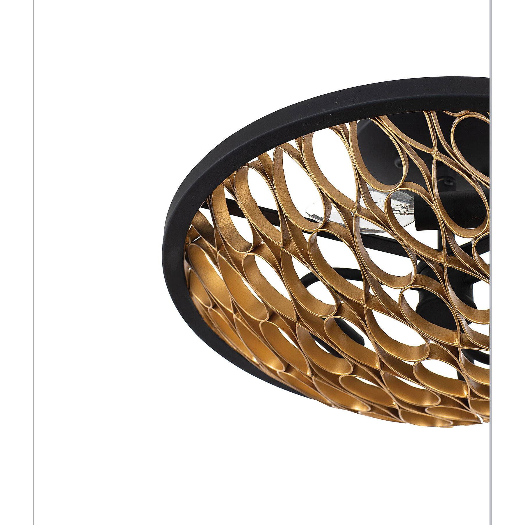 Ventura 3 Light 16 inch Matte Black and Gold Semi-Flush Ceiling Light