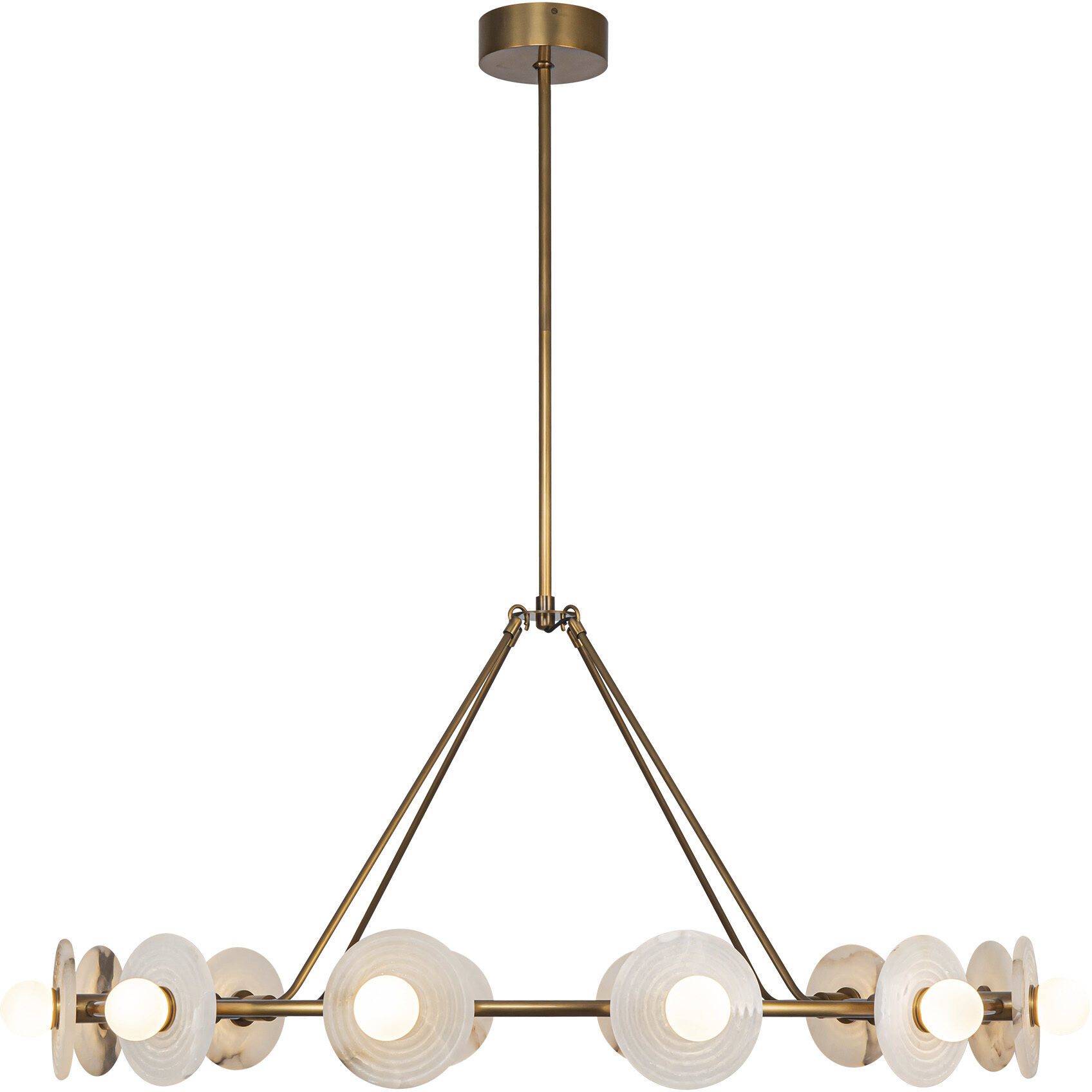 Dahlia LED 46.5 inch Vintage Brass/Alabaster Chandelier Ceiling Light
