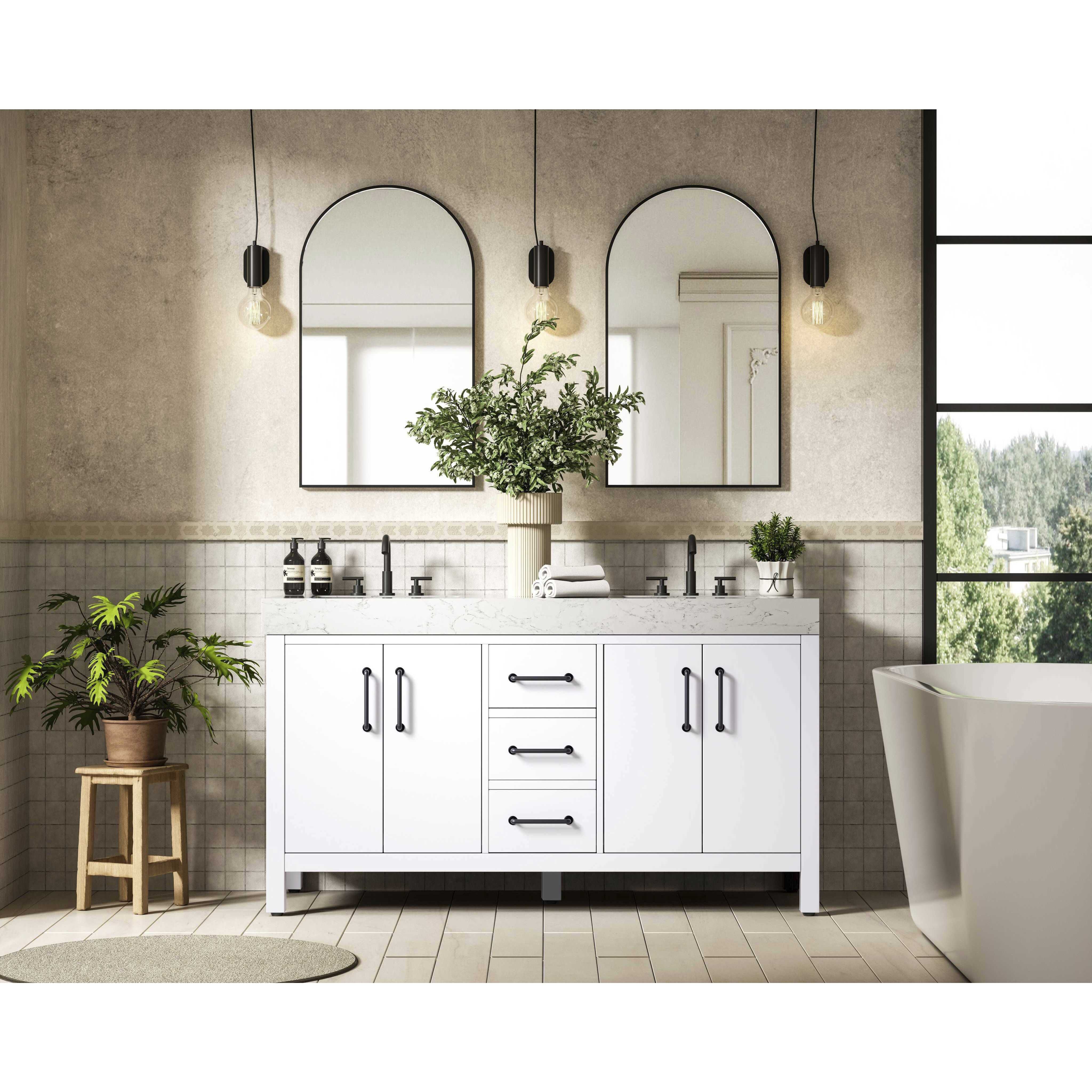 Nathan 60 X 34 inch White Bathroom Vanity Cabinet