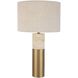Gravitas 27.5 inch 150 watt Plated Brushed Brass with Porous Ivory Stone Table Lamp Portable Light