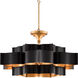 Grand Lotus 6 Light 30 inch Satin Black/Contemporary Gold Leaf Chandelier Ceiling Light, Large, Semi-Flush Convertible