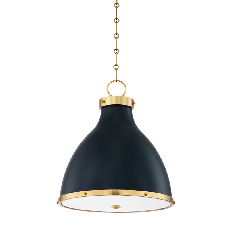 Painted No. 3 2 Light 16.5 inch Aged Brass/Darkest Blue Pendant Ceiling Light, Small