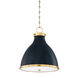 Painted No. 3 2 Light 16.5 inch Aged Brass/Darkest Blue Pendant Ceiling Light, Small