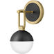 Bowie 1 Light 7.75 inch Lacquered Brass and Black Bath Sconce Wall Light in Lacquered Brass with Black