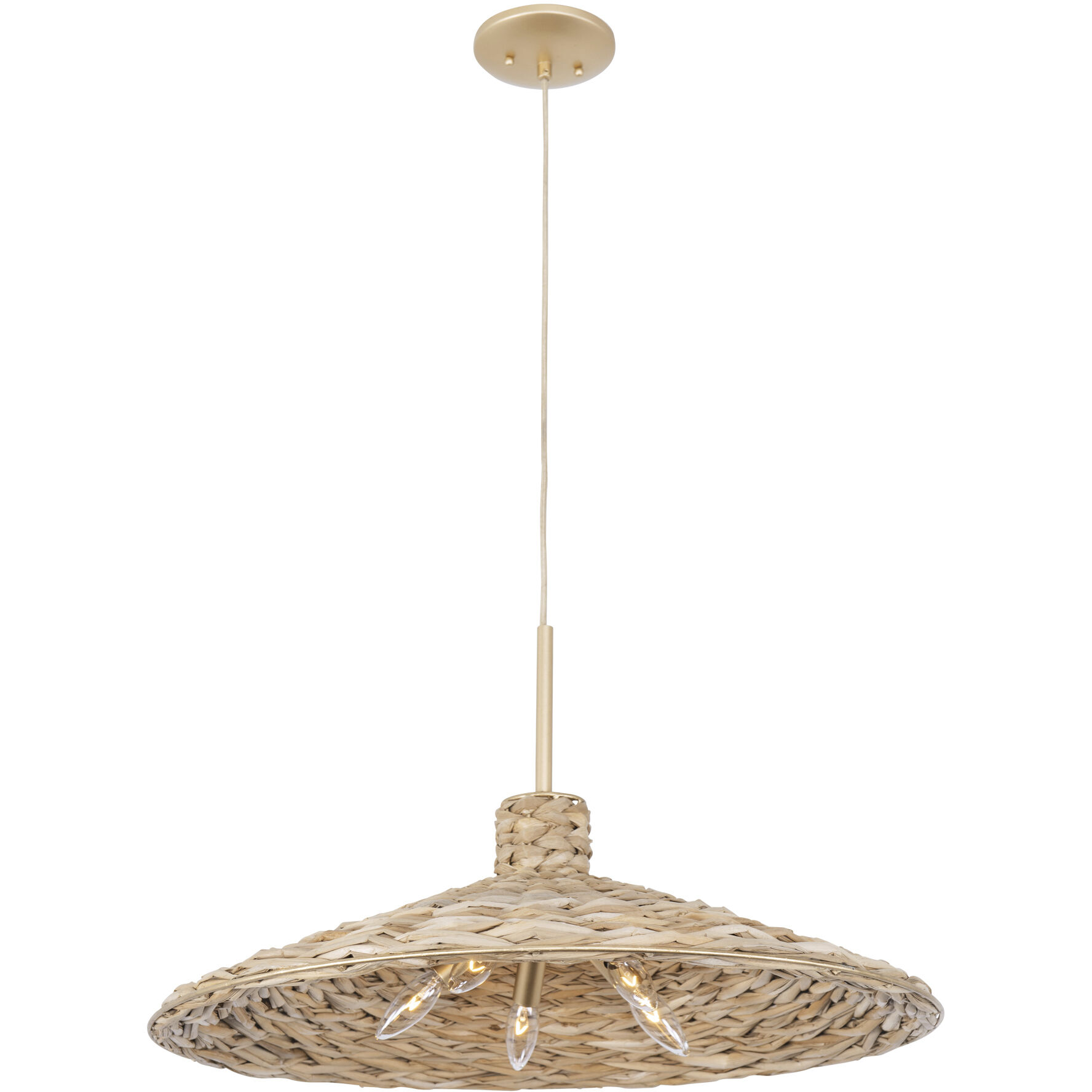 Hilton Head 5 Light 26.25 inch French Gold with Natural Seagrass Pendant Ceiling Light