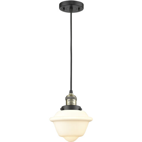 Franklin Restoration Oxford LED 7.5 inch Black Antique Brass Mini Pendant Ceiling Light in Matte White, Franklin Restoration