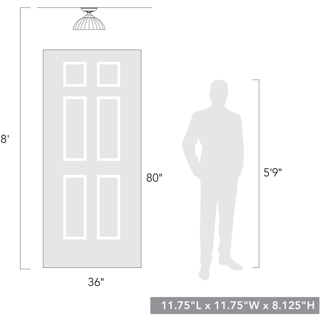 Audra 1 Light 11.75 inch Matte Black Semi-Flush Mount Ceiling Light