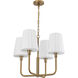 Alora Mood Plisse 4 Light 22.5 inch Aged Gold/Opal Matte Glass Chandelier Ceiling Light