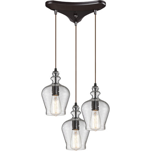 Menlow Park 3 Light 10 inch Oil Rubbed Bronze Multi Pendant Ceiling Light in Triangular Canopy, Triangular