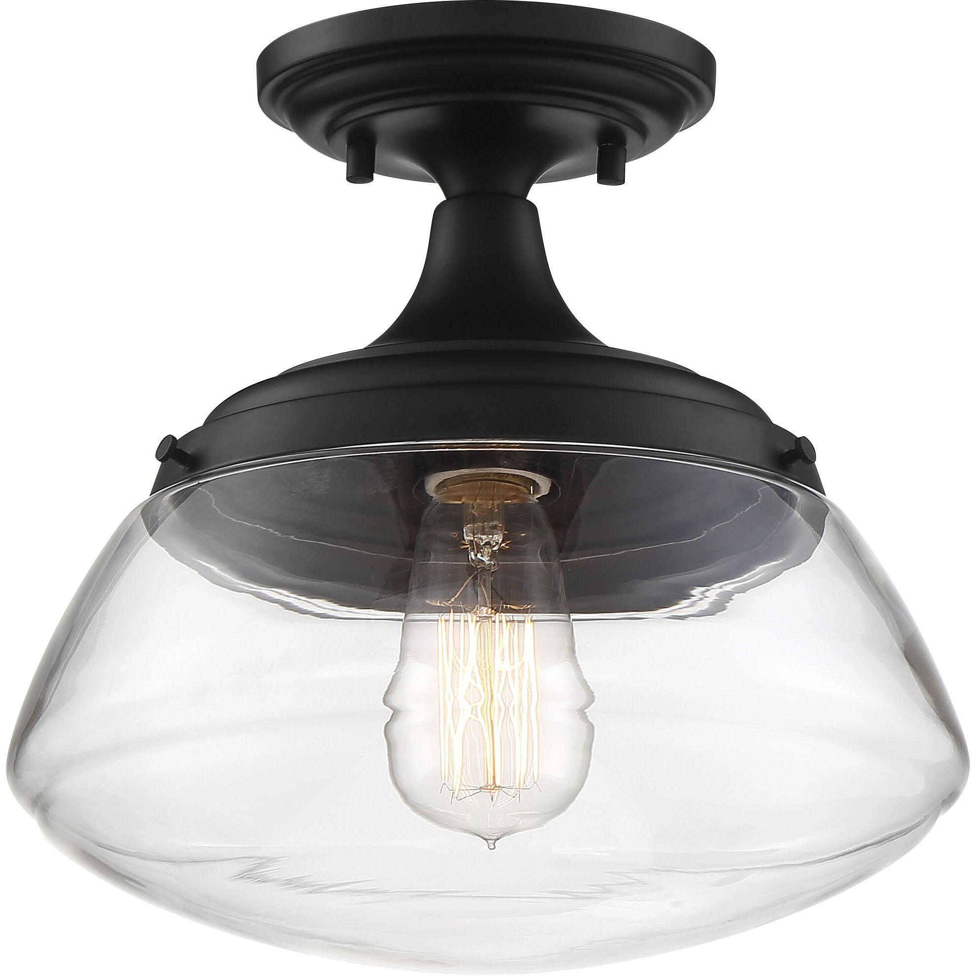 Kew 1 Light 10 inch Aged Bronze and Clear Semi Flush Mount Ceiling Light