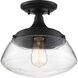 Kew 1 Light 10 inch Aged Bronze and Clear Semi Flush Mount Ceiling Light