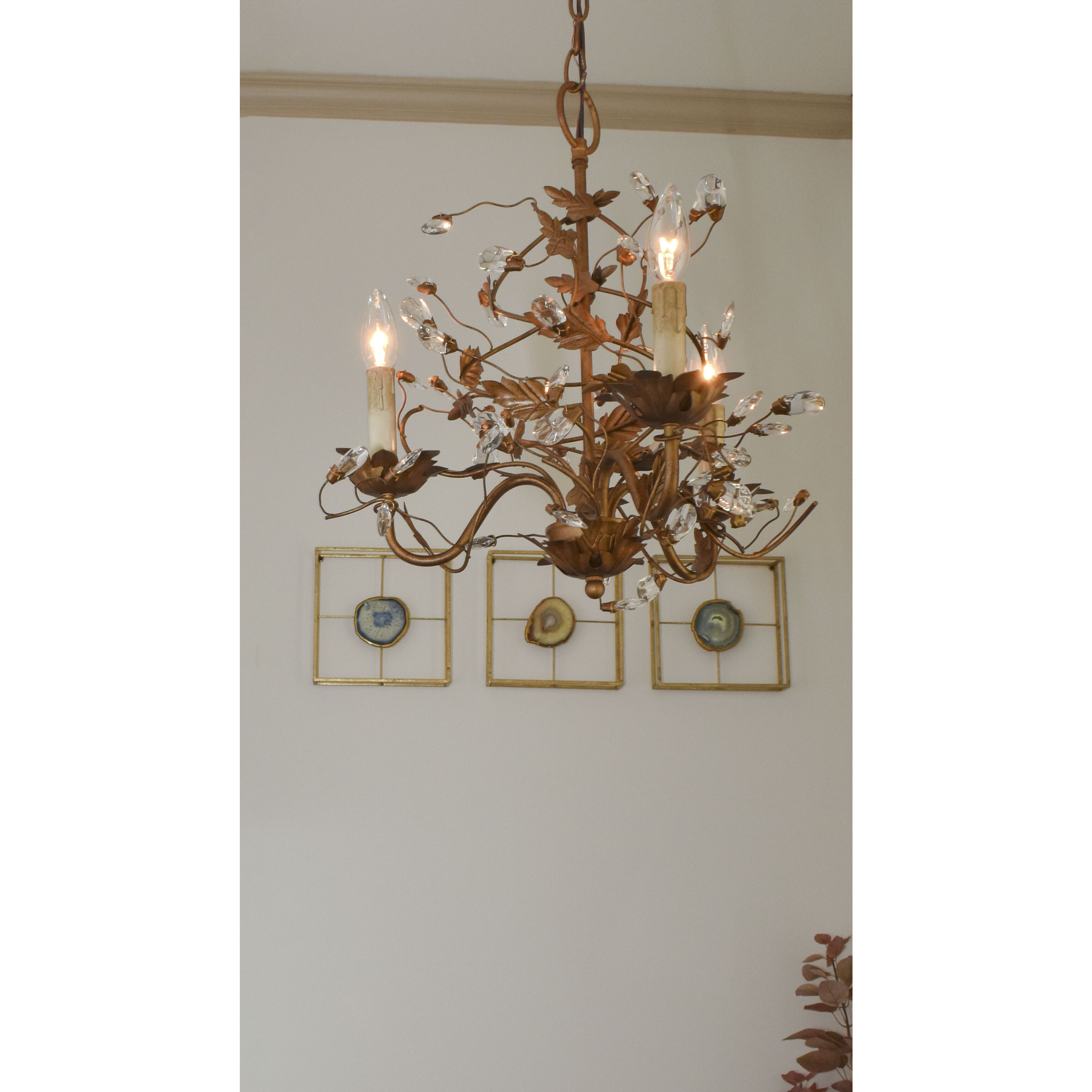 Elegante 3 Light 19 inch Etruscan Gold Mini Chandelier Ceiling Light