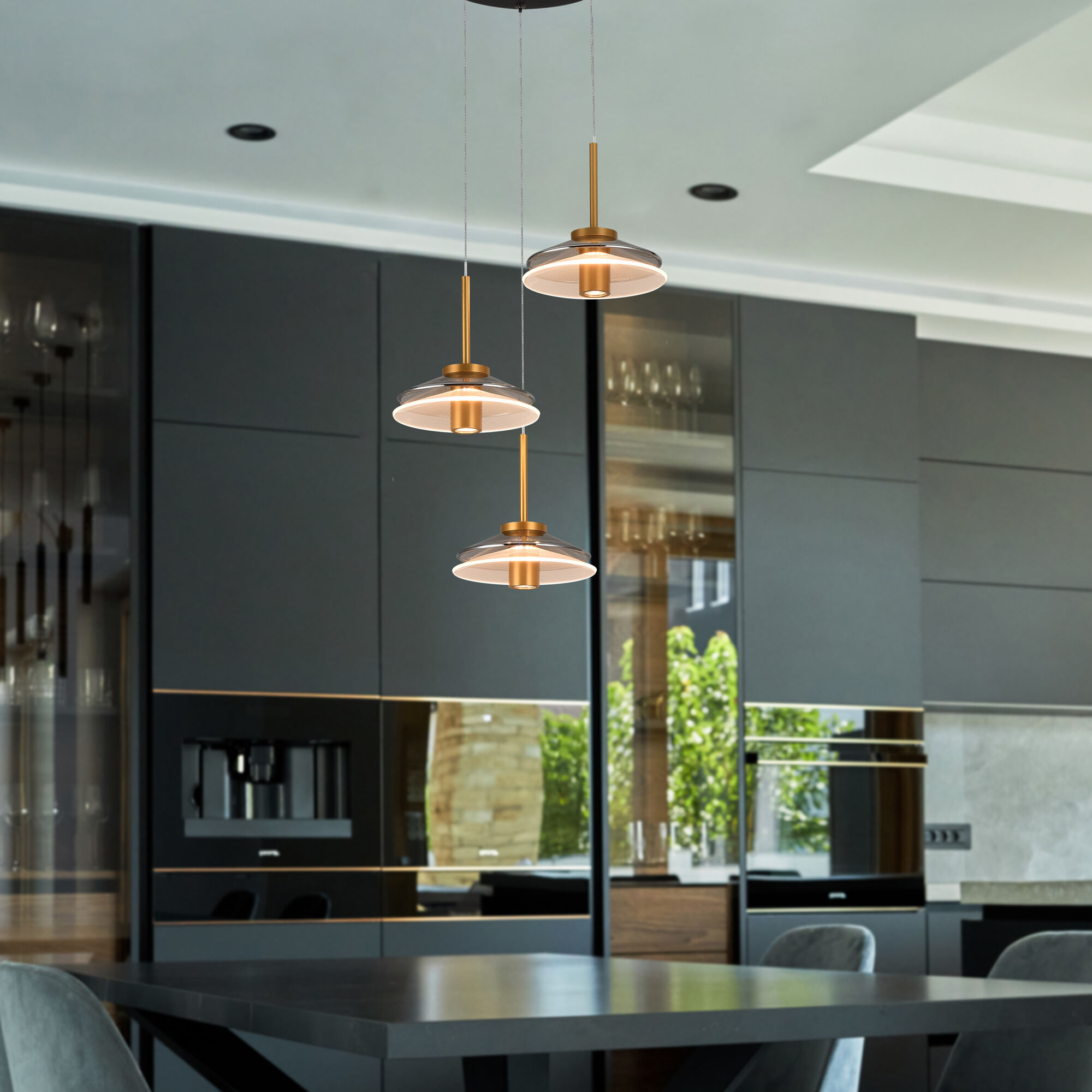 Verona Series 16 inch Black/Gold Pendant Ceiling Light, Artisan Collection