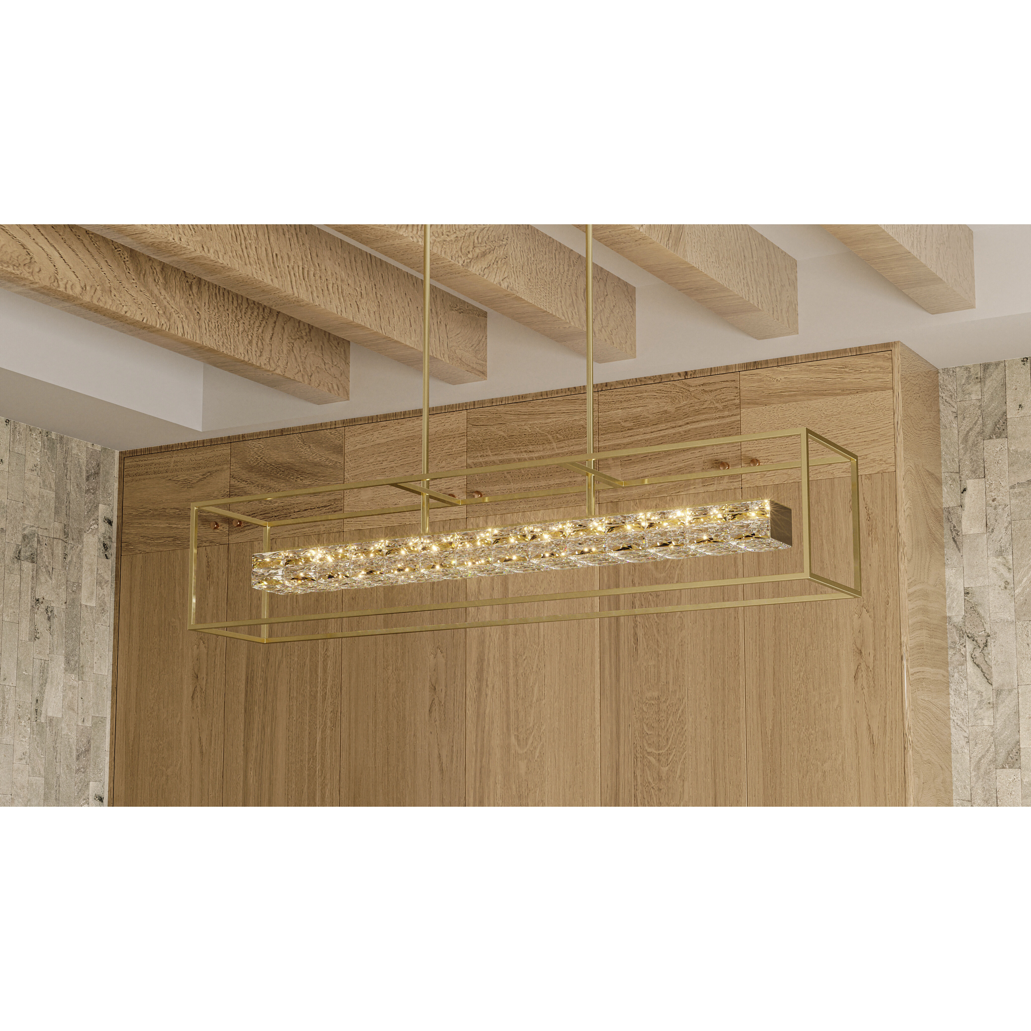 Dazzle LED 48 inch Soft Gold Linear Chandelier Ceiling Light, Large