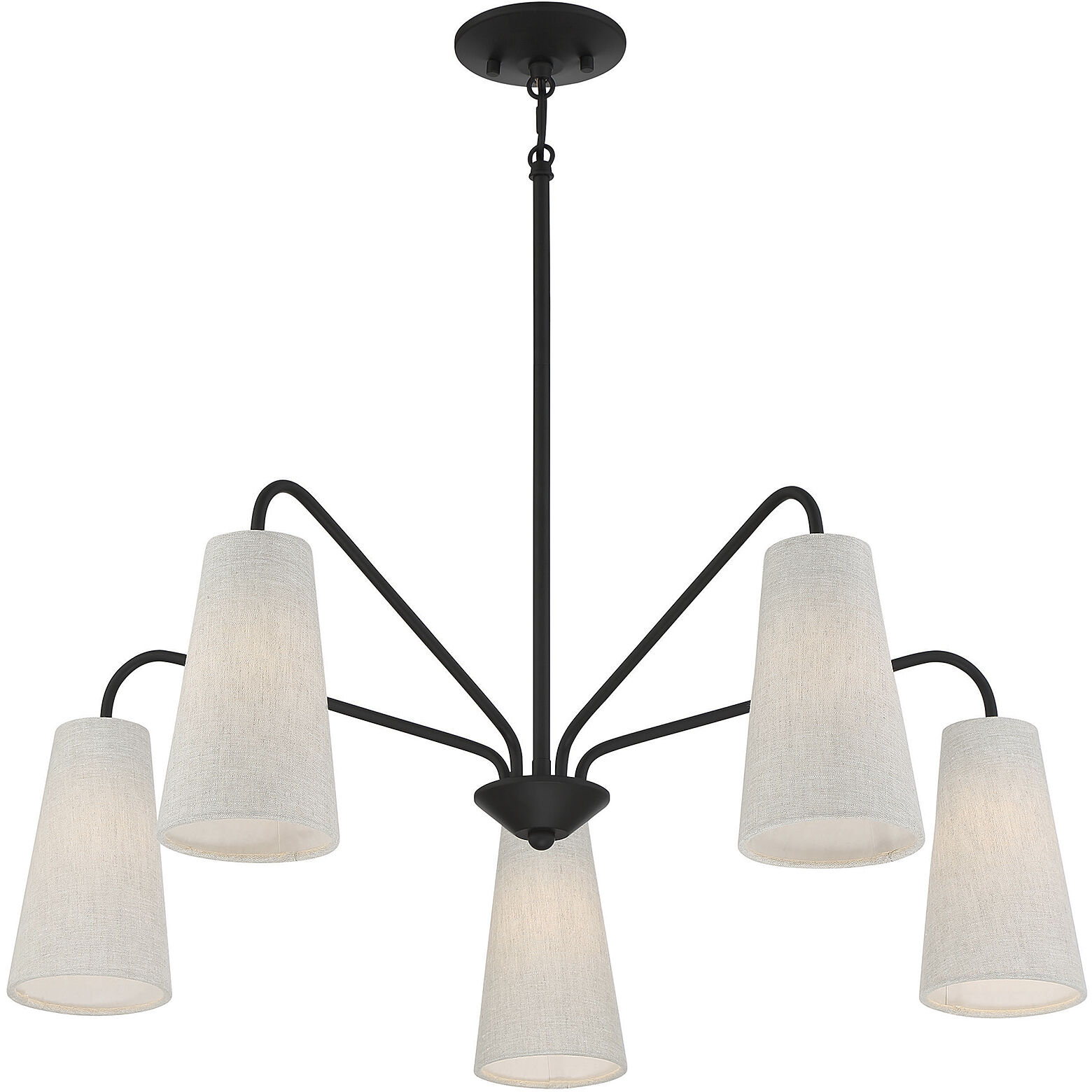 Edgewood 5 Light 32 inch Matte Black Chandelier Ceiling Light, Essentials