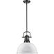 Duncan 1 Light 14 inch Matte Black Pendant Ceiling Light in White, Large
