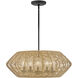 Lisa McDennon Open Air Luca LED 28 inch Black with Camel Rattan Outdoor Chandelier