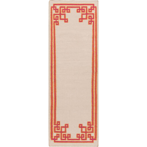Alameda 96 X 30 inch Fuchsia, Khaki, Bright Orange Rug