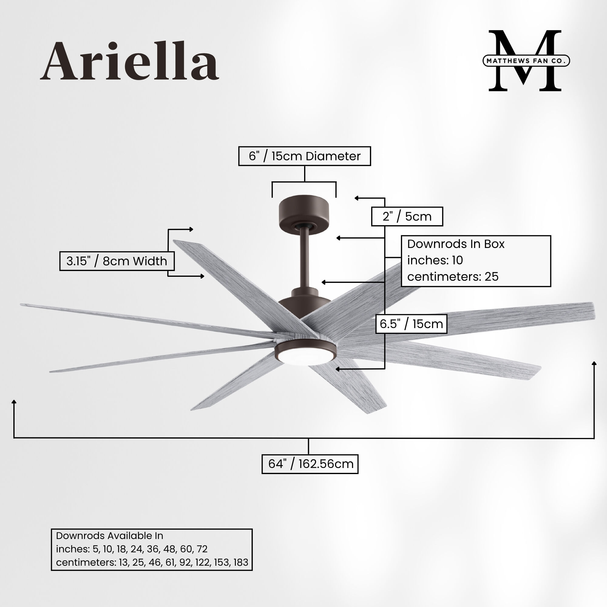 Atlas Ariella - LK 64 inch Textured Bronze with Barn Wood Tone Blades Ceiling Fan