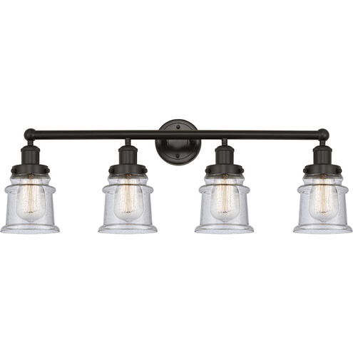 Edison Canton 4 Light 32 inch Oil Rubbed Bronze Bath Vanity Light Wall Light in Seedy Glass