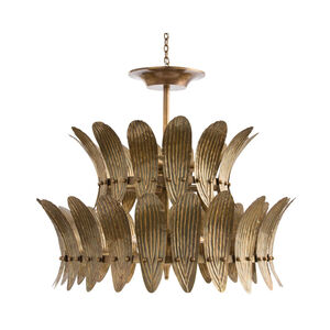 Analise 8 Light 26 inch Vintage Brass/Frosted Acrylic Diffuser Chandelier Ceiling Light