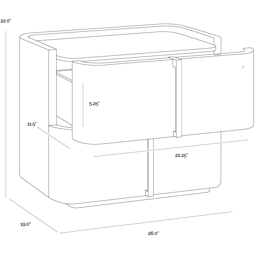 Jamille 26 X 22 inch Cream Night Stand, Small
