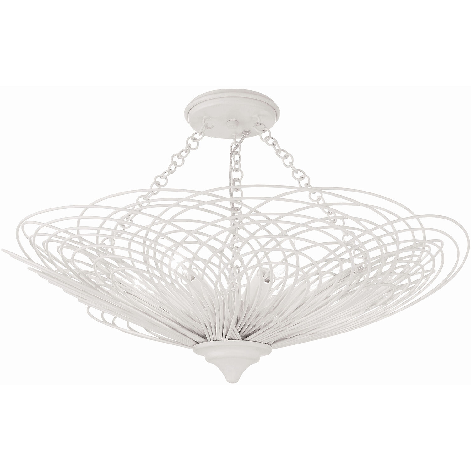 Doral 6 Light 24 inch Matte White Semi Flush Ceiling Light