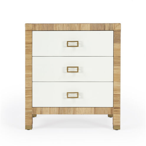 Corfu 3 Drawer Rattan Nightstand in Natural and White