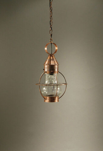 Bosc 1 Light 11 inch Antique Copper Hanging Lantern Ceiling Light in Clear Seedy Glass
