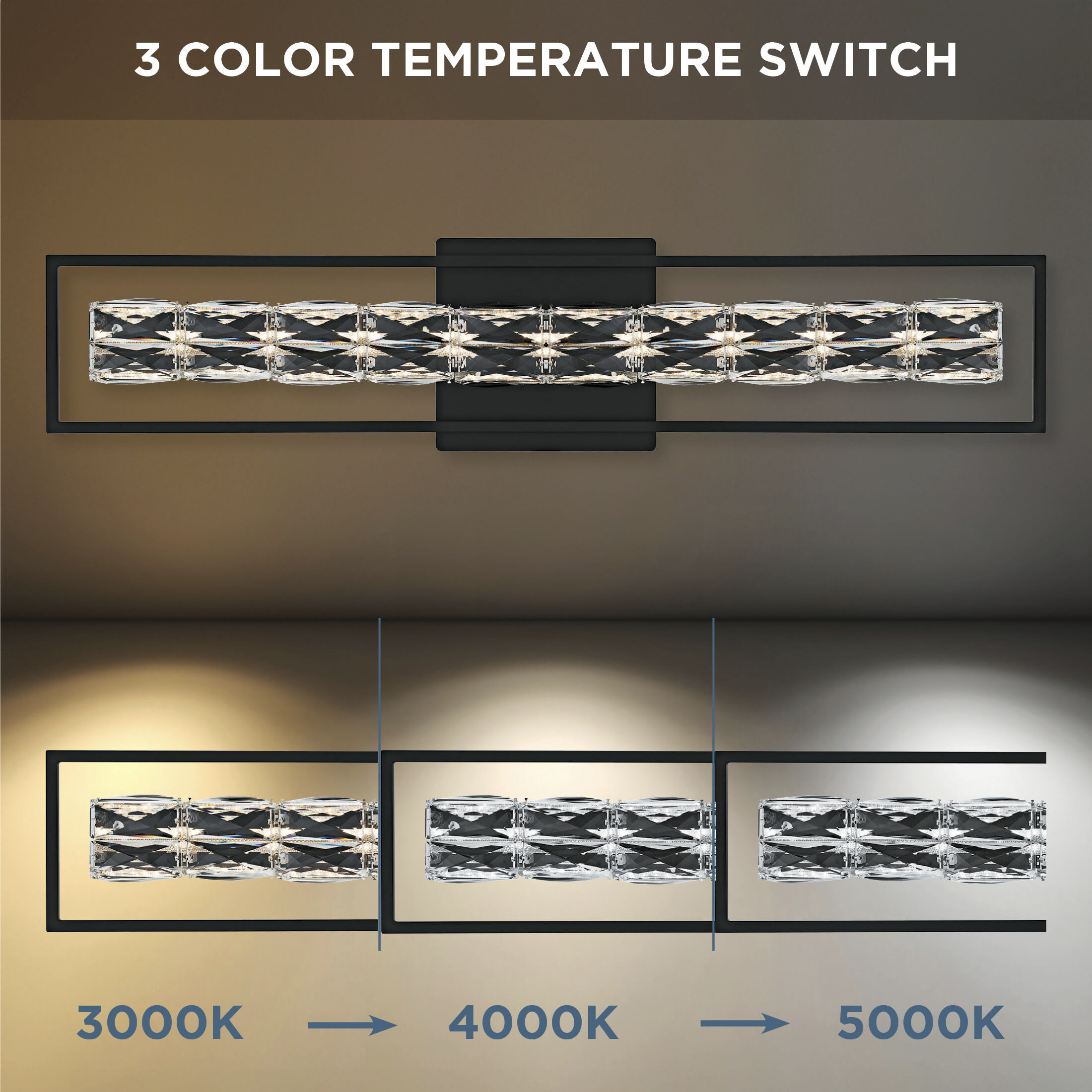 Dazzle LED 33.25 inch Matte Black Bath Light Wall Light, Large