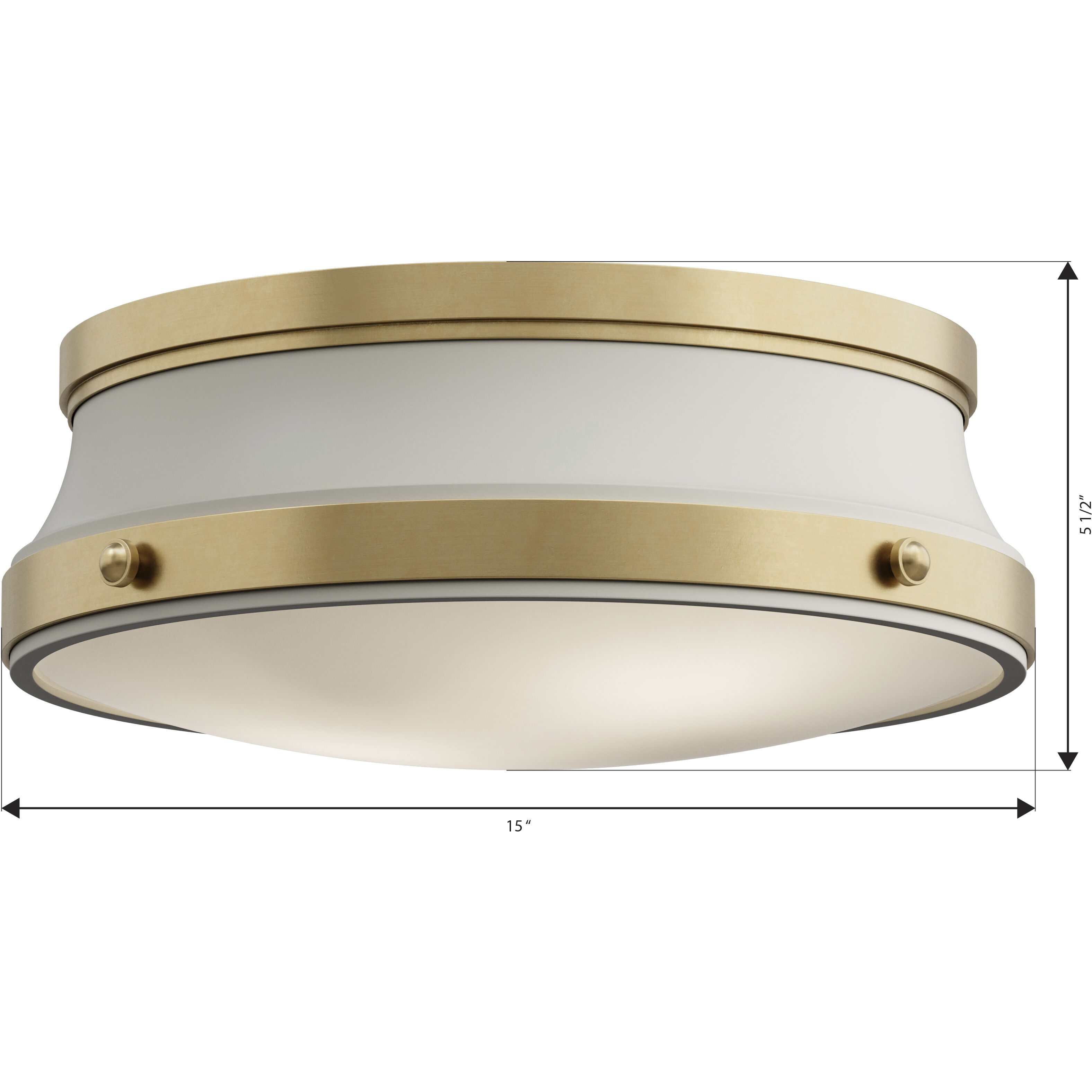 Purelight 2 Light 15 inch Legacy Brass Flush Mount Ceiling Light in Legacy Brass and Off White