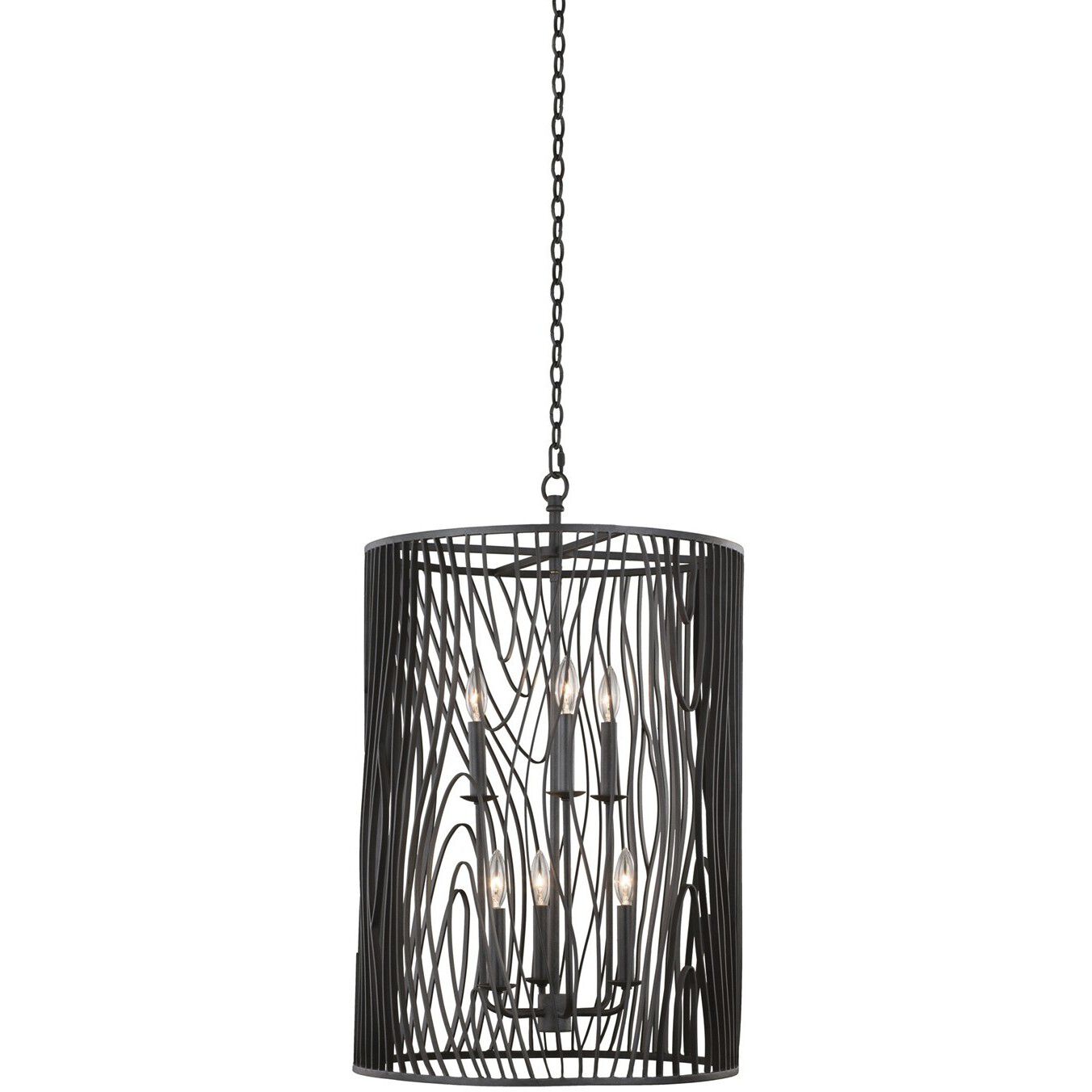 Morre 6 Light 20 inch Black Iron Foyer Pendant Ceiling Light