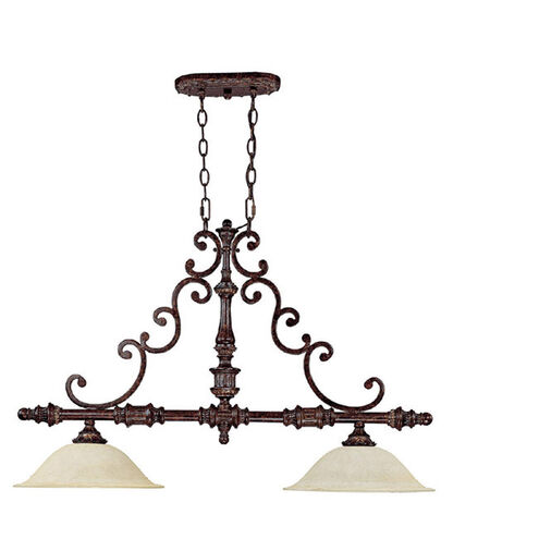 Capital Lighting Chesterfield 2 Light Island Light in Chesterfield Brown with Rust Scavo Glass 4152CB