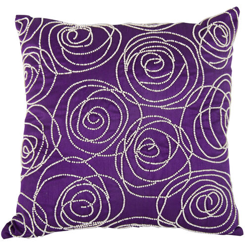 Faux Pearl Embellished 18 X 6.5 inch Purple/Pearl Pillow