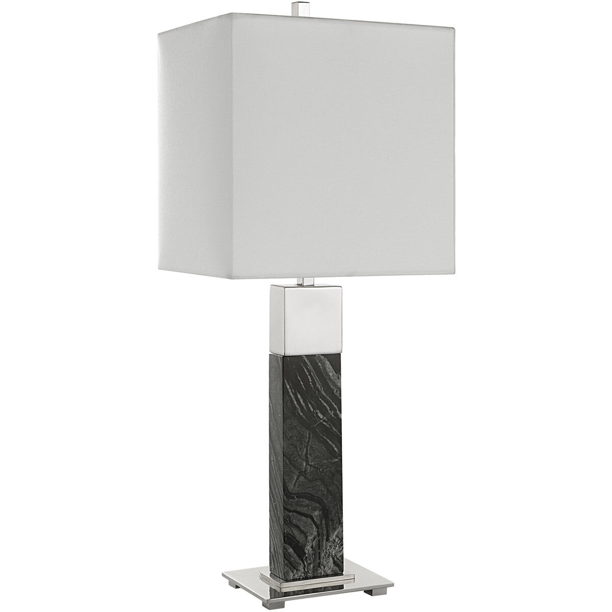 Pilaster 27 inch 100.00 watt Black Marble and Polished Nickel Table Lamp Portable Light
