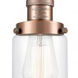Franklin Restoration Dover LED 5 inch Antique Copper Mini Pendant Ceiling Light in Clear Glass, Franklin Restoration
