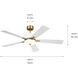 Icon 56 inch Brushed Natural Brass with White Blades Ceiling Fan