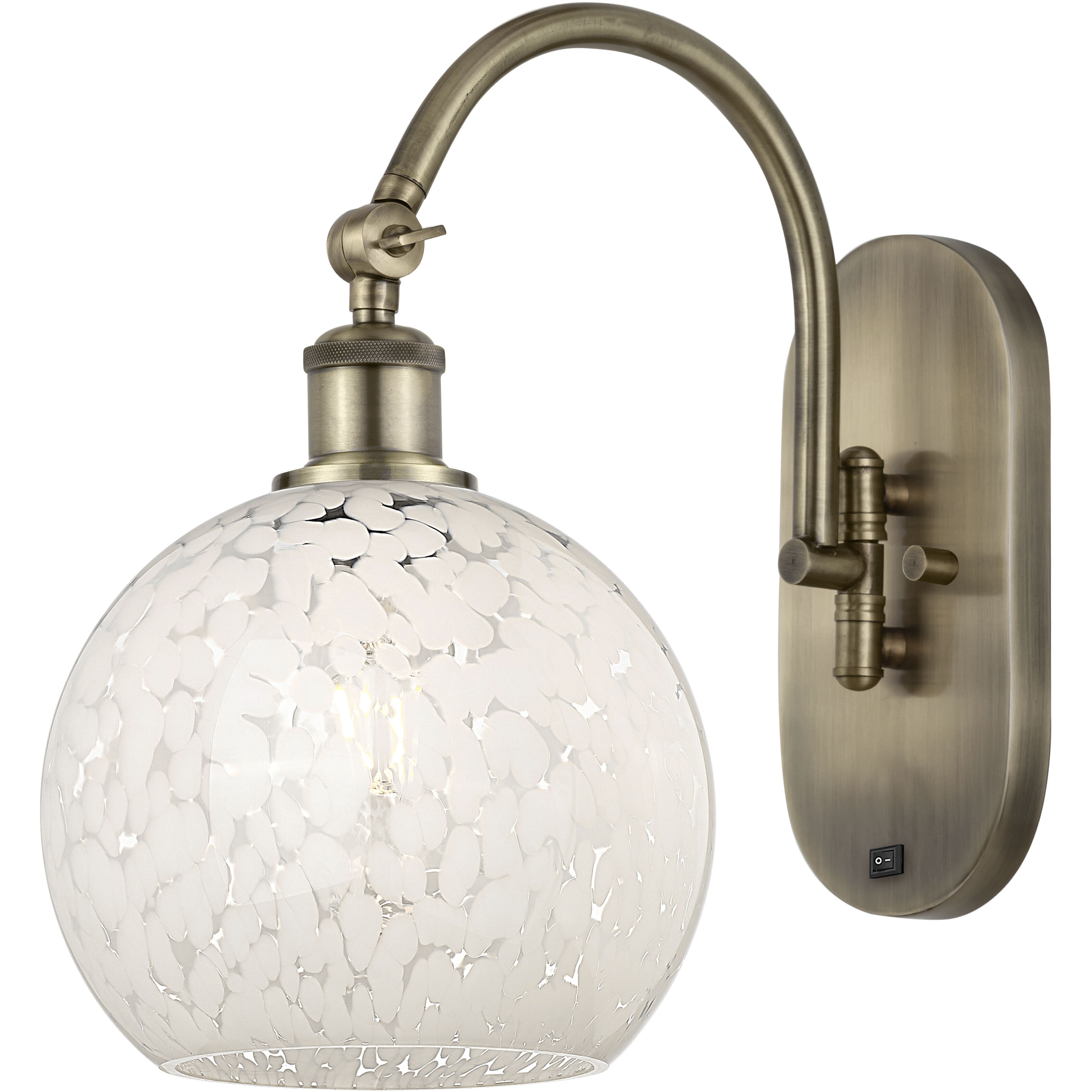 Ballston White Mouchette 1 Light 8 inch Antique Brass Sconce Wall Light