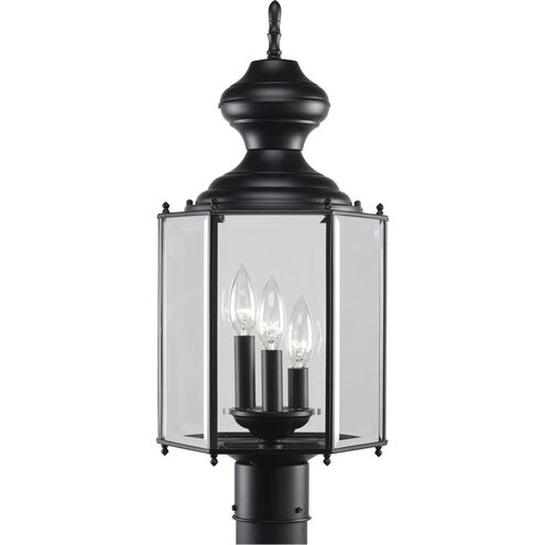 BrassGUARD 3 Light 21.31 inch Matte Black Outdoor Post Lantern