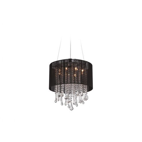 Beverly Dr. LED 16 inch Black Silk String Dual Mount / Flush / Hanging Ceiling Light, Convertible to Flush Mount
