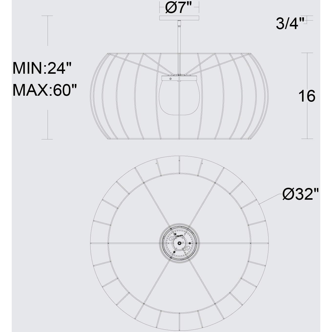 Aruba LED 32 inch Sand Black Outdoor Pendant