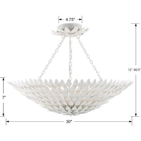 Broche 8 Light 30 inch Matte White Semi Flush Ceiling Light