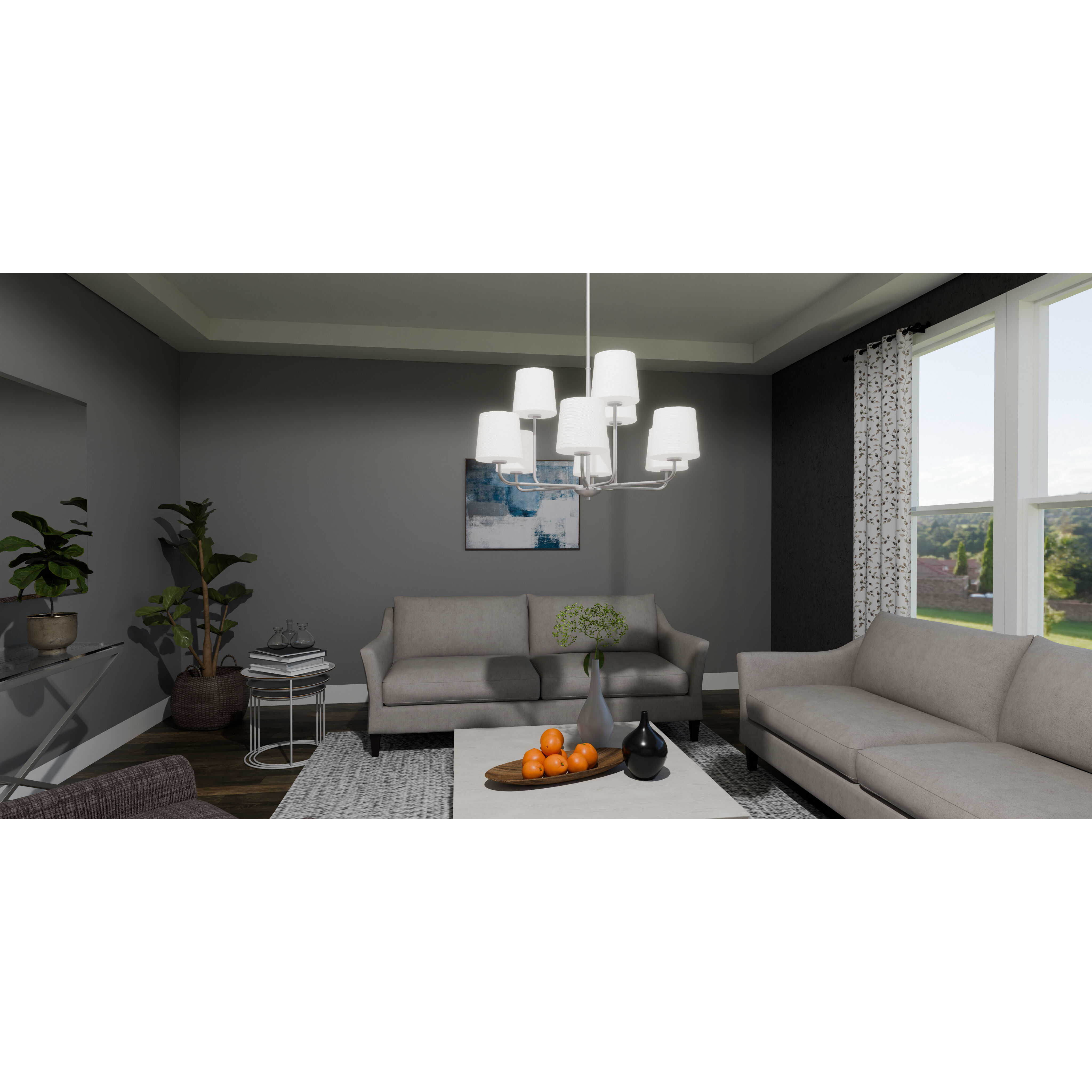 Gallagher 9 Light 32 inch Brushed Nickel Chandelier Ceiling Light