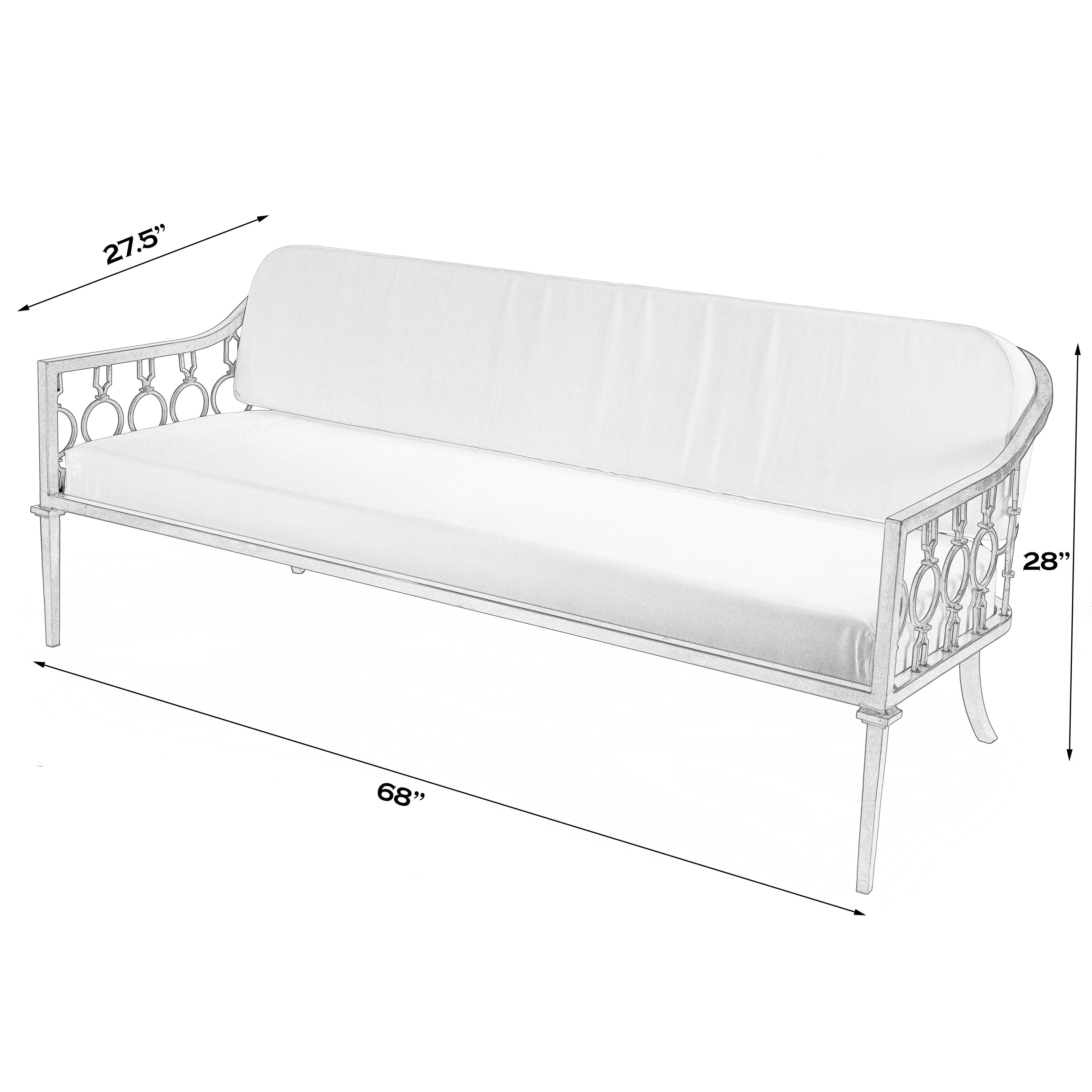 Southport Iron Upholstered Outdoor Sofa in Black