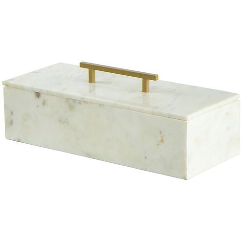 Anita 14 X 6 inch White and Brass Box