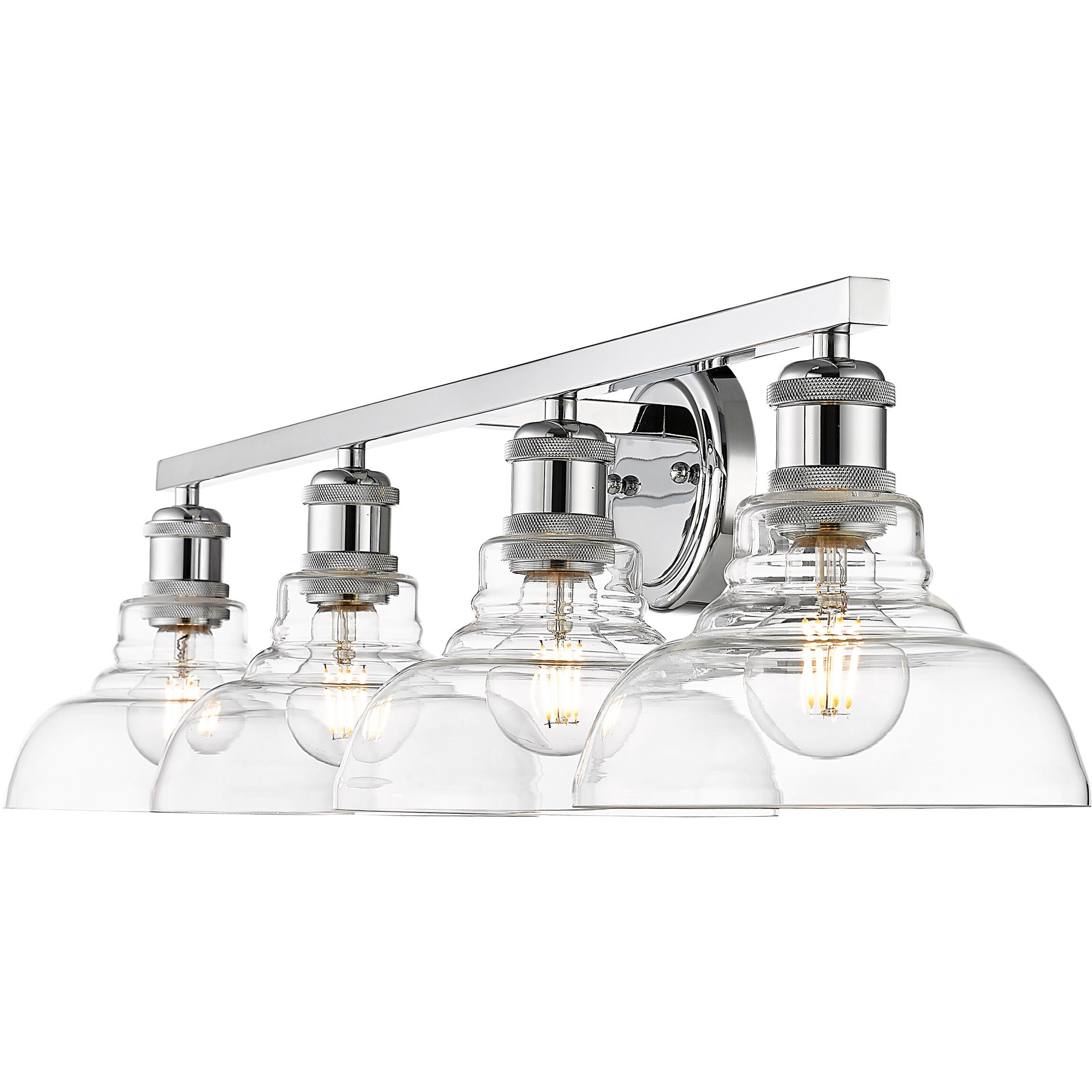 Yep Carver Vanity Wall Light in Chrome, Clear Glass