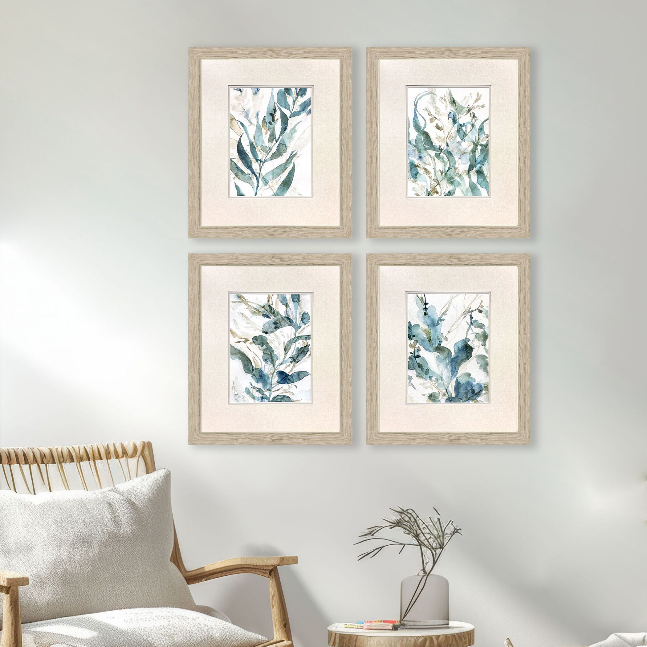 Underwater Botany Blue and Green and Multi and Neutral Framed Art, Propac