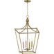 Clifton 4 Light 16 inch Natural Aged Brass Single Pendant Ceiling Light