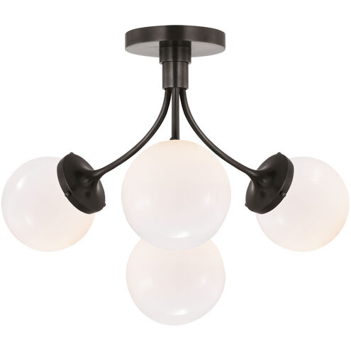 kate spade new york Prescott 4 Light 18 inch Bronze Semi-Flush Mount Ceiling Light in White Glass, Medium